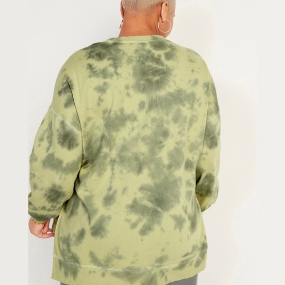 Old Navy Women's Green Tie Dye Vintage Long-Sleeve French-Terry Tunic Sweatshirt - Picture 4 of 12